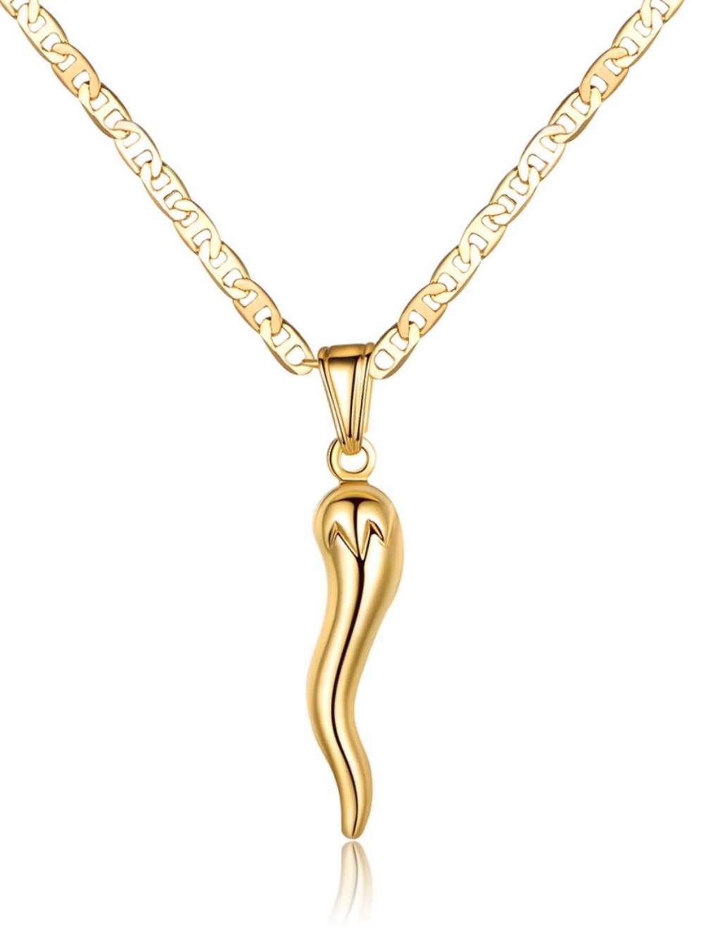 18k Gold Filled Italian Cornicello Mariners Necklace